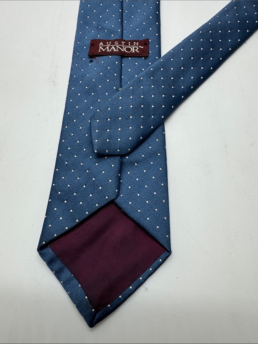 Austin Manor Men's Blue Polka Dot Silk Tie #0059